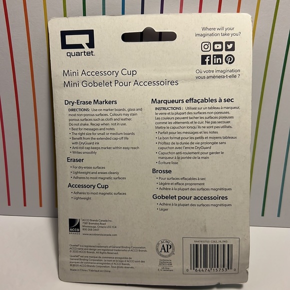 6 pcs Mini Accessories Markers Eraser and Magnetic Storage Cup - Picture 5 of 8